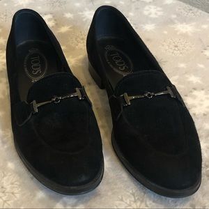 Tod’s black suede loafers size 38.5